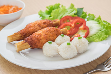 Fried minced shrimp with sugar cane and noodles, Vietnamese food