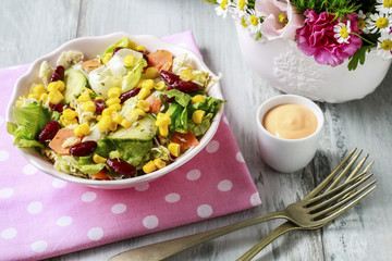 Salad with chicken and vegetables
