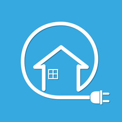House with wire plug - vector illustration