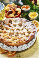 Apple pie on christmas table