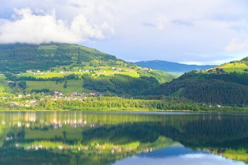 Reflection on a lake in Voss, Norway