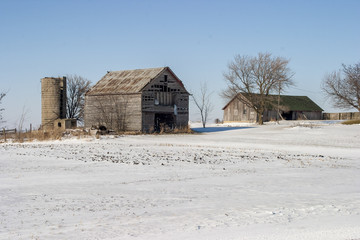 Rustic old barnyard in winter