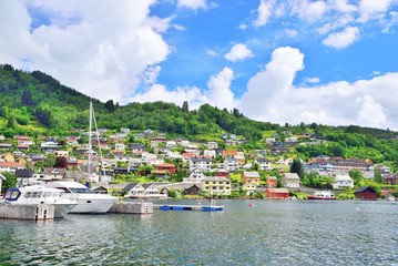 Pier and village at Norheimsund, Norway.
