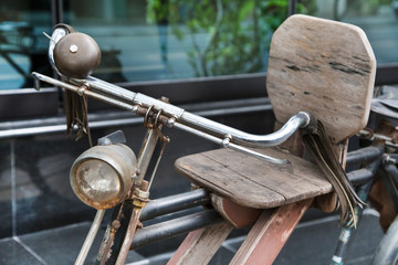old rusty bicycle parking in the city
