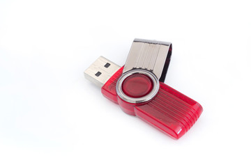 red flash drive on white background