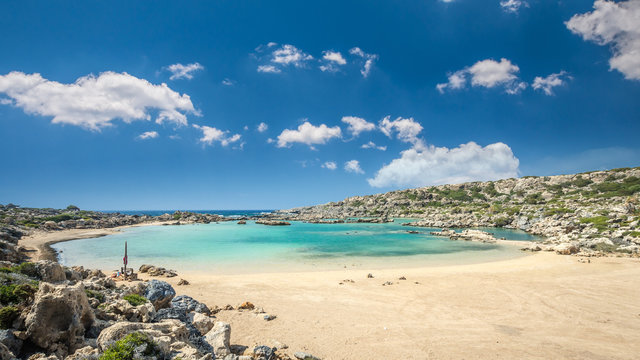White Lake in Crete island, Greece. Aspri Limni is a lake and a beach near Elafonissi
