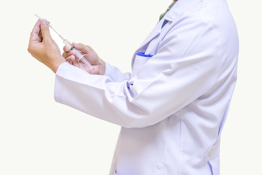 doctor prepare syringe injection isolated
