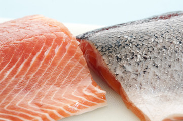 Two fresh salmon fillets