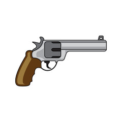 Military revolver. Revolver security caliber. Flat style. Cartoon style. Military symbol for web and mobile.
