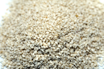 Heap of white sesame seeds