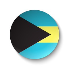 White paper circle with flag of Bahamas. Abstract illustration