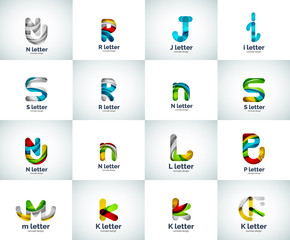 Vector set of abstract unusual web letter logo icons