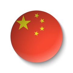 White paper circle with flag of China. Abstract illustration