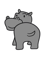 Obraz na płótnie Canvas funny comic dick happy cartoon sweet little cute baby hippopotamus child