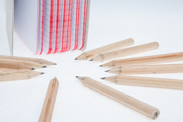 pencils and a notebook