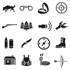 hunting simple icons set