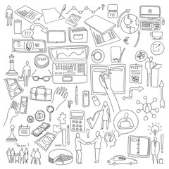 Hand draw doodle elements. Business finance chart graph