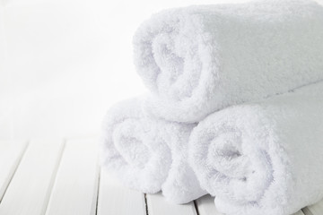 White fluffy bath towels