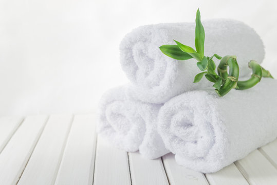 White Fluffy Bath Towels Stock Photo - Download Image Now
