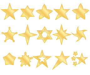Stars icon set. Gold stars of various shapes