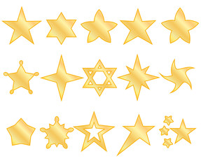 Stars icon set. Gold stars of various shapes