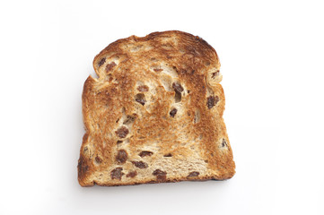 One roasted crusty slice of bread with raisin