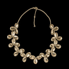 Necklace on black mirror