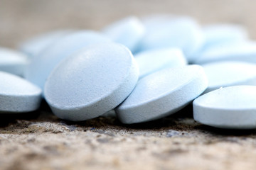 blue pills . health concept
