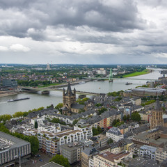 Fototapeta premium Aerial view of Cologne from the viewpoint of Cologne Cathedral.