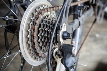 Rusty chain of mountain bike