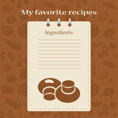 Template for recipe books