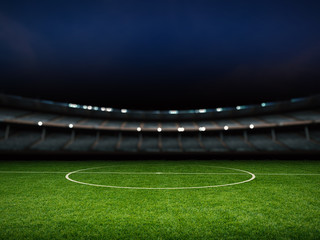 Naklejka premium pusty stadion z boiskiem do piłki nożnej