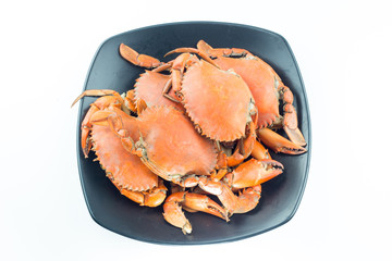 Steamed Crab On a black plate