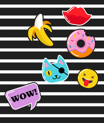 Pop art fashion chic patches, pins, badges and stickers