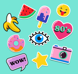 Pop art fashion chic patches, pins, badges and stickers