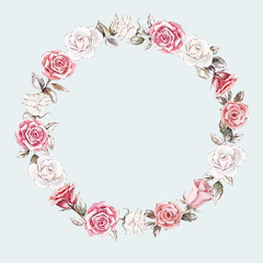 hand painted watercolor wreath mockup clipart template of roses