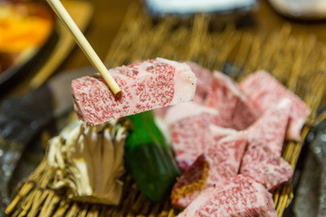 Japanese saga raw beef for grill and steak