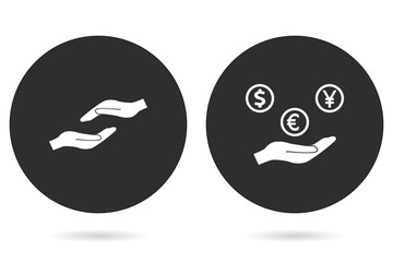 Cash on hand vector icon.