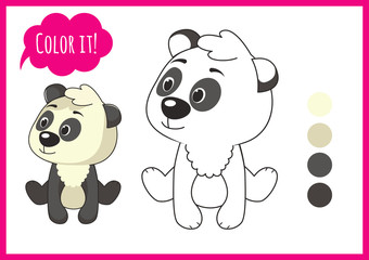 Cute panda. Cartoon vector character isolated on a white background with black outline. elements for kid coloring book