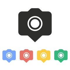 Camera pin - vector icon.