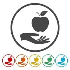 Illustration of a hand offering apple