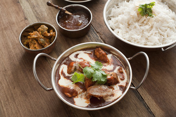 Indian cuisine in serving pans