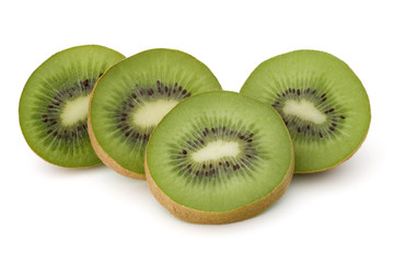 sliced Kiwi fruit isolated on white background cutout