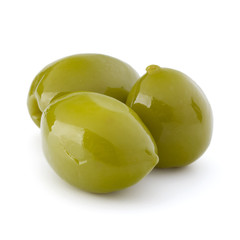 Green olives fruits isolated on white background cutout