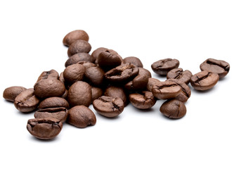 roasted coffee beans isolated in white background cutout