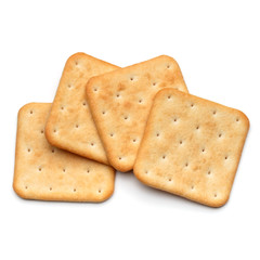 Dry cracker cookies isolated on white background cutout