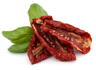 Dried tomatoes isolated on white background cutout