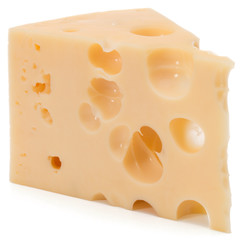 Cheese block isolated on white background cutout