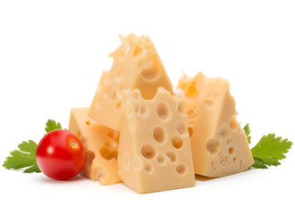 Cheese block isolated on white background cutout