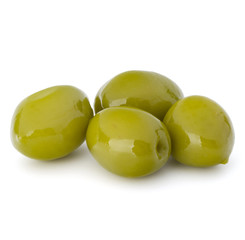 Green olives fruits isolated on white background cutout